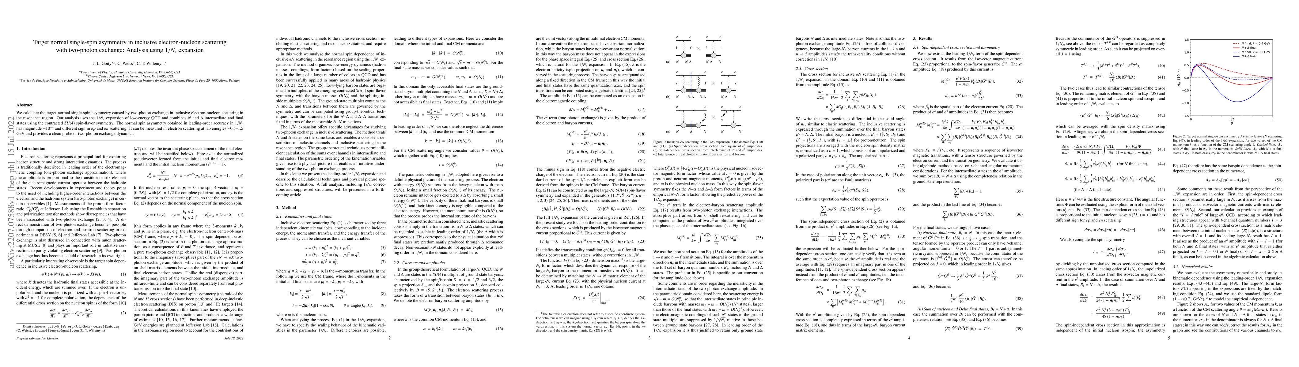 Thumbnail for Target normal single-spin asymmetry in inclusive electron-nucleon
  scattering with two-photon exchange: Analysis using $1/N_c$ expansion
