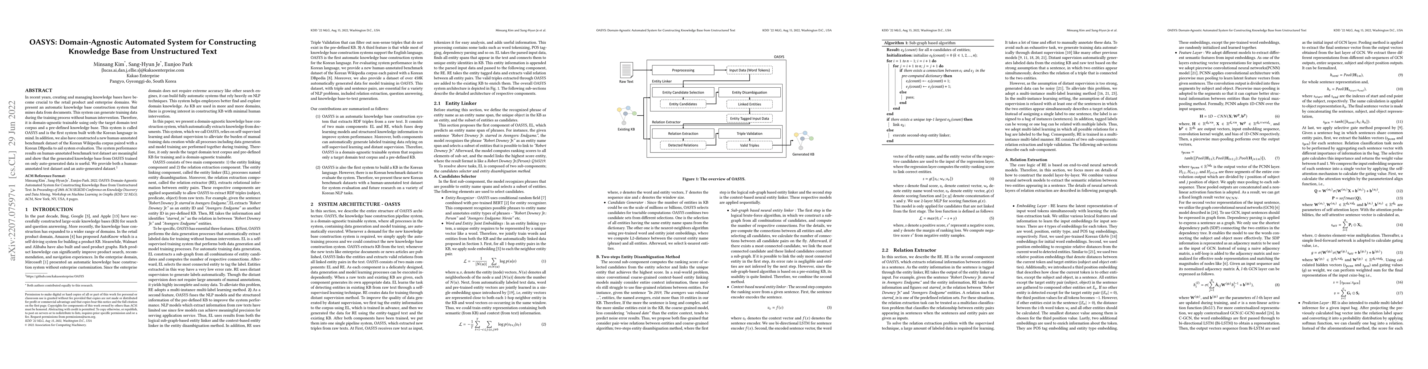 Thumbnail for OASYS: Domain-Agnostic Automated System for Constructing Knowledge Base
  from Unstructured Text