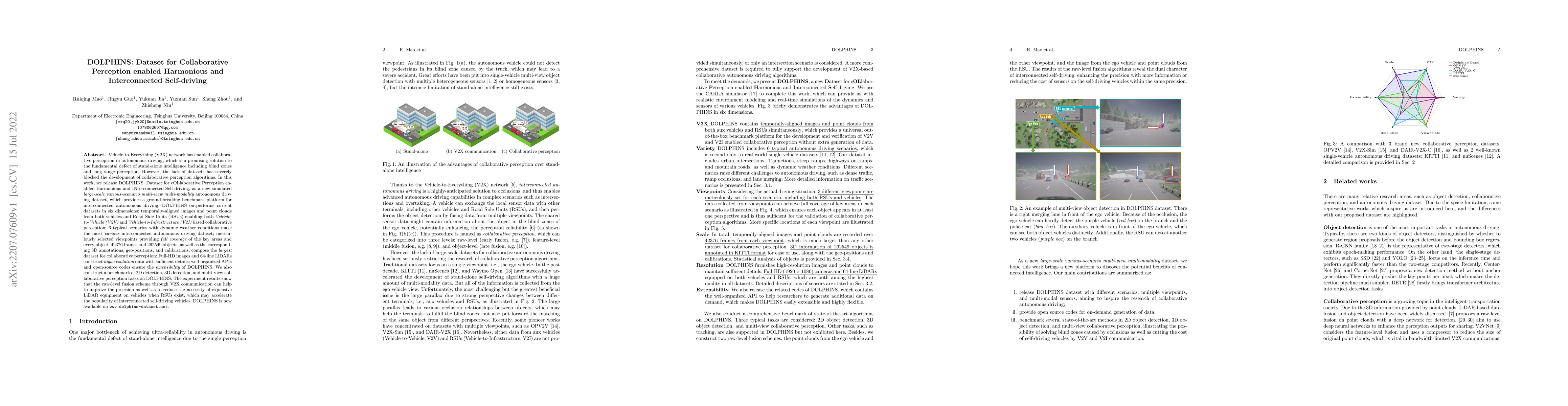 Thumbnail for DOLPHINS: Dataset for Collaborative Perception enabled Harmonious and
  Interconnected Self-driving
