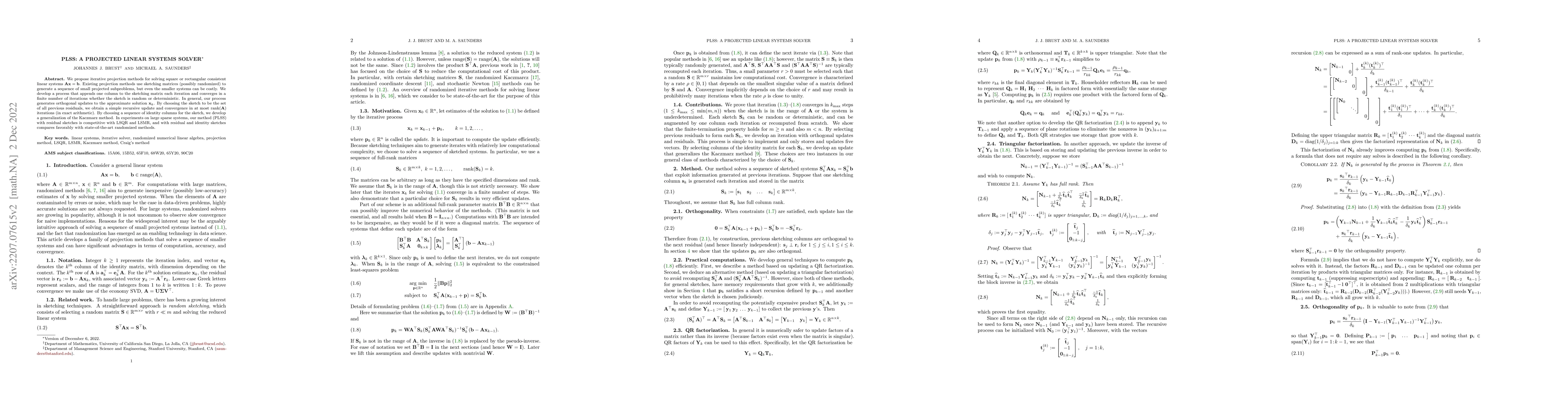 Thumbnail for PLSS: A Projected Linear Systems Solver