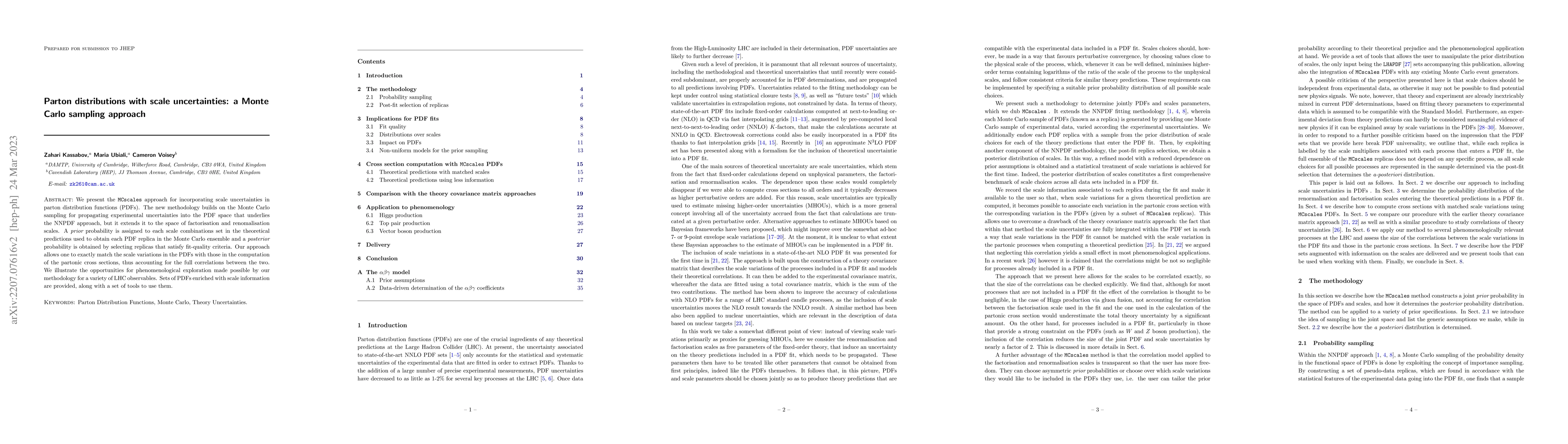 Thumbnail for Parton distributions with scale uncertainties: a MonteCarlo sampling
  approach