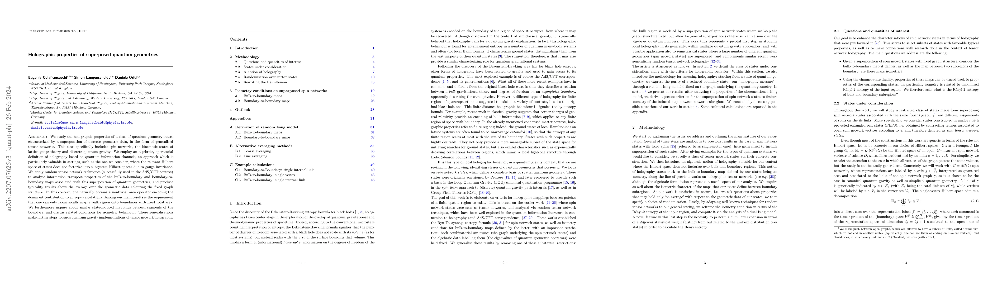 Thumbnail for Holographic properties of superposed quantum geometries