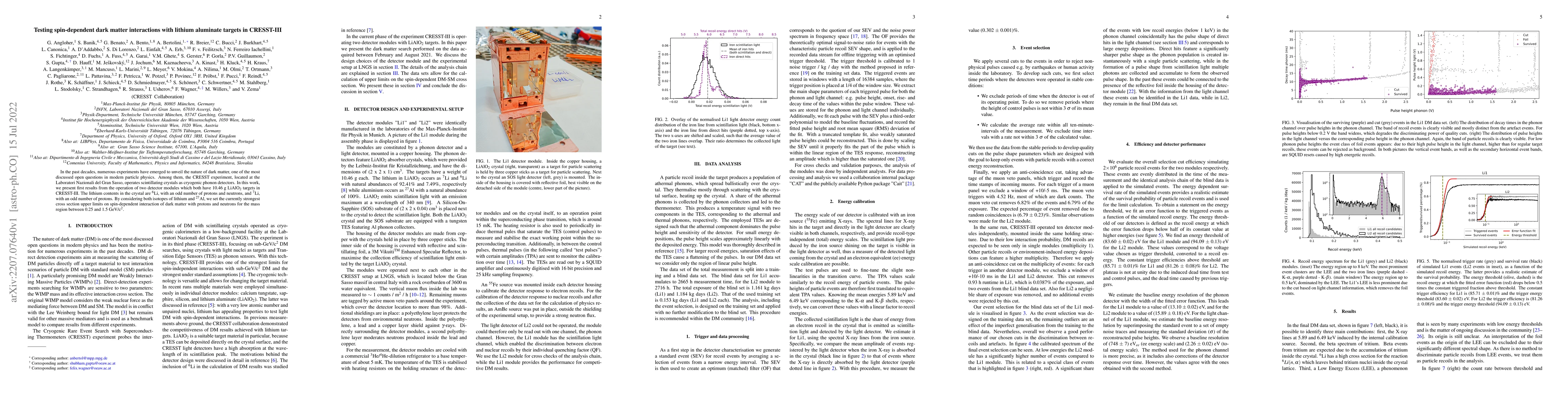 Thumbnail for Testing spin-dependent dark matter interactions with lithium aluminate
  targets in CRESST-III