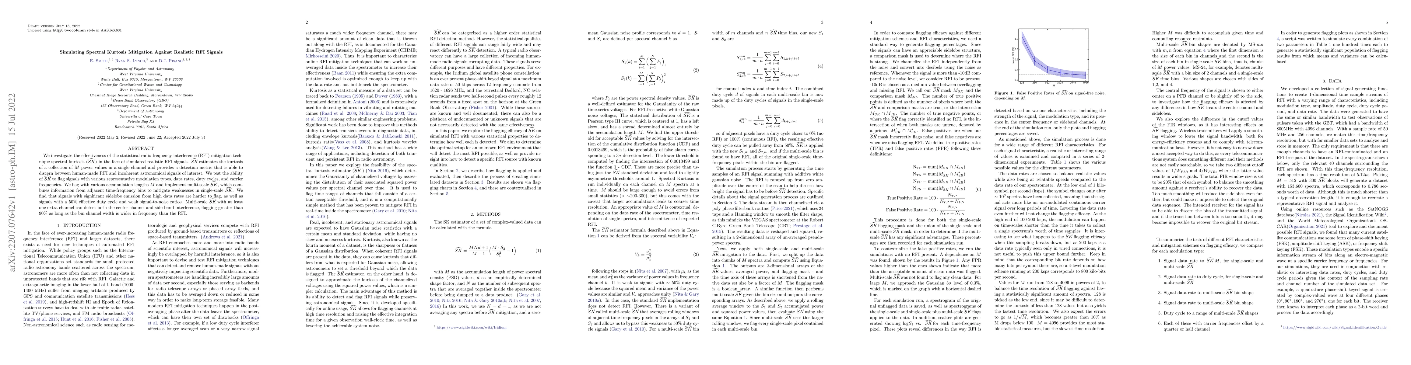 Thumbnail for Simulating Spectral Kurtosis Mitigation Against Realistic RFI Signals