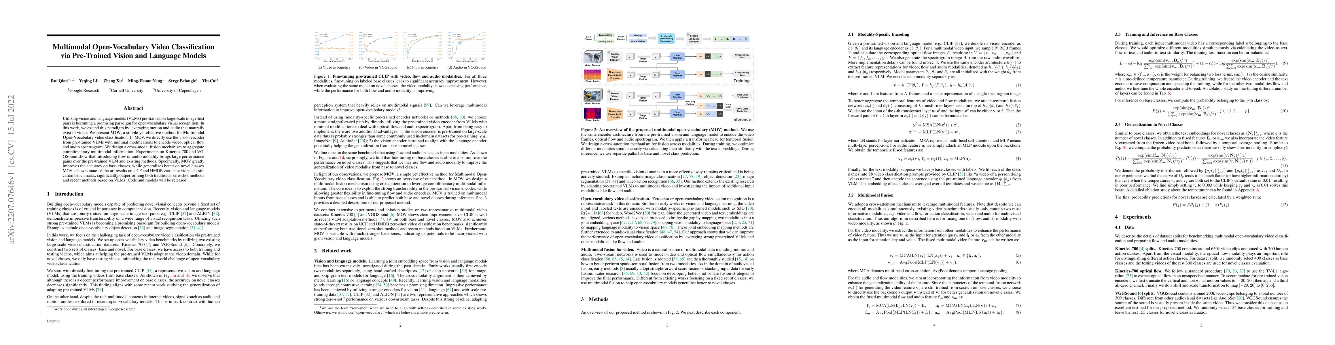 Thumbnail for Multimodal Open-Vocabulary Video Classification via Pre-Trained Vision
  and Language Models