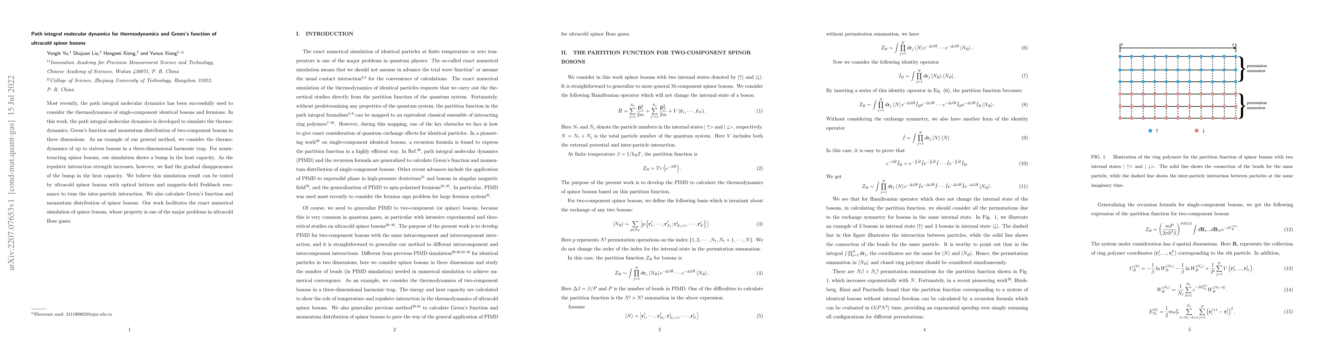 Thumbnail for Path integral molecular dynamics for thermodynamics and Green's function
  of ultracold spinor bosons