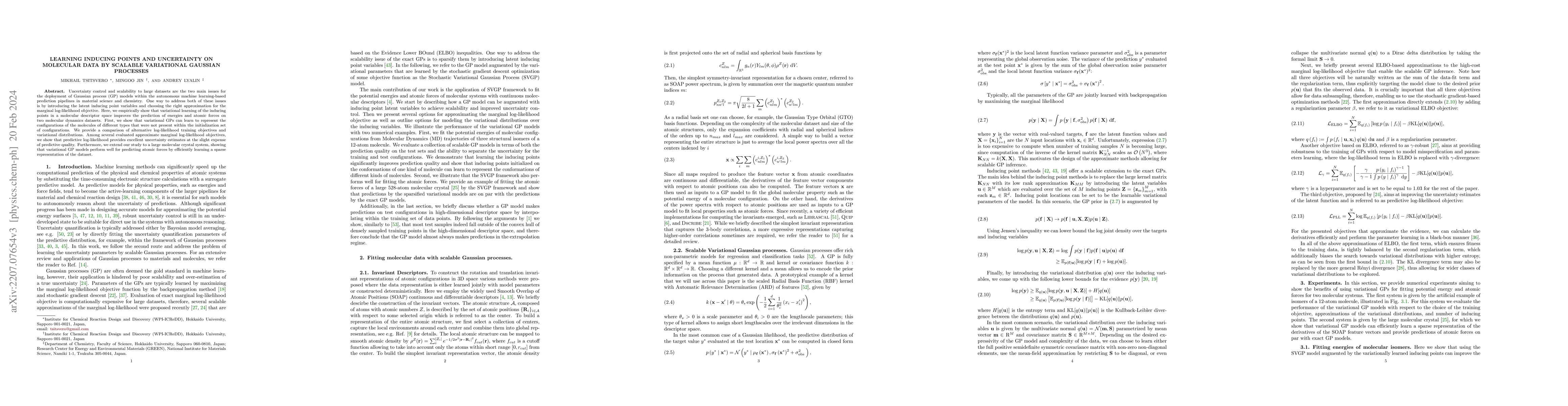 Thumbnail for Learning inducing points and uncertainty on molecular data by scalable
  variational Gaussian processes