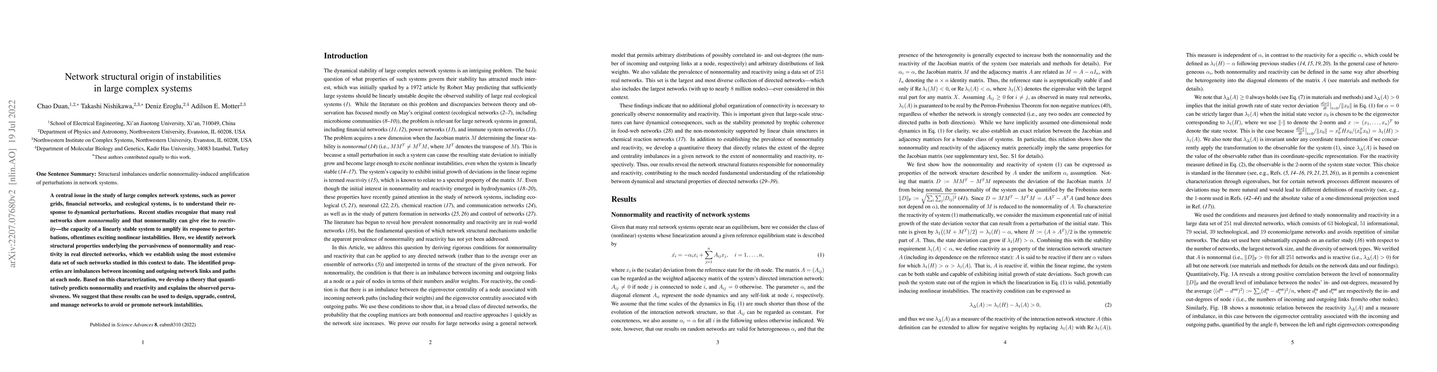 Thumbnail for Network structural origin of instabilities in large complex systems