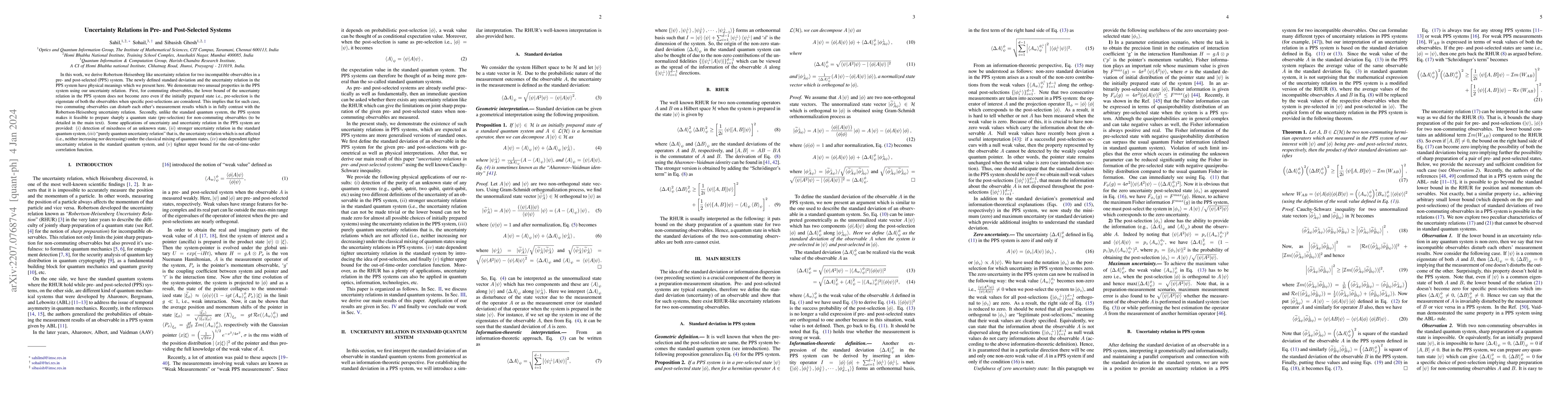 Thumbnail for Uncertainty Relations in Pre- and Post-Selected Systems