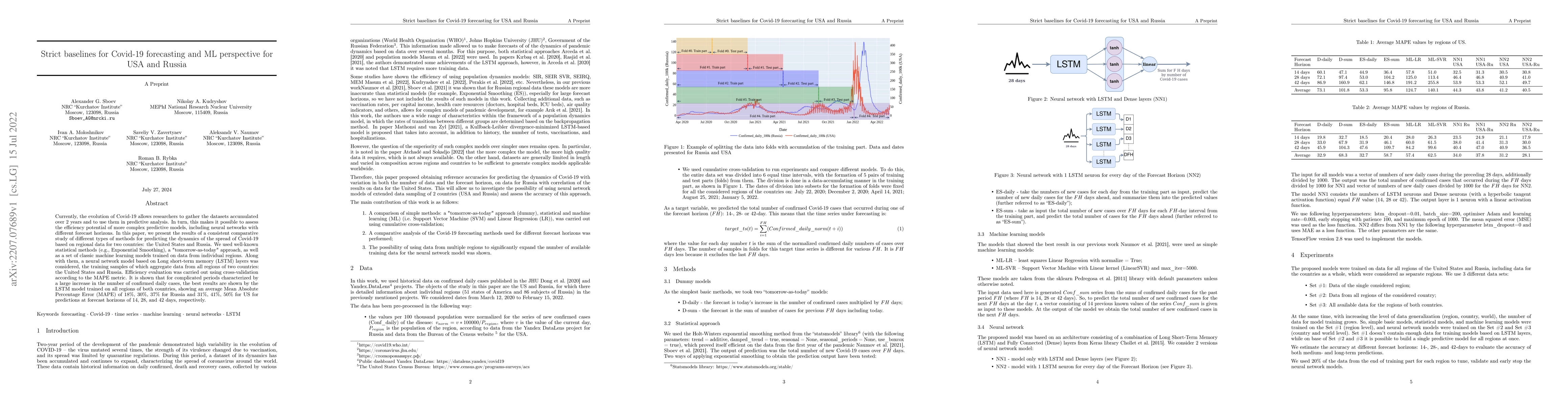 Thumbnail for Strict baselines for Covid-19 forecasting and ML perspective for USA and
  Russia