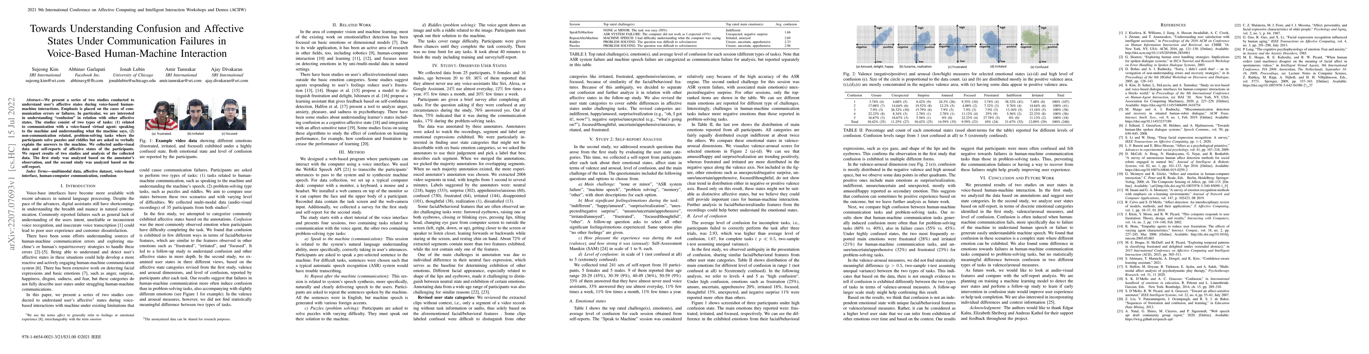 Thumbnail for Towards Understanding Confusion and Affective States Under Communication
  Failures in Voice-Based Human-Machine Interaction