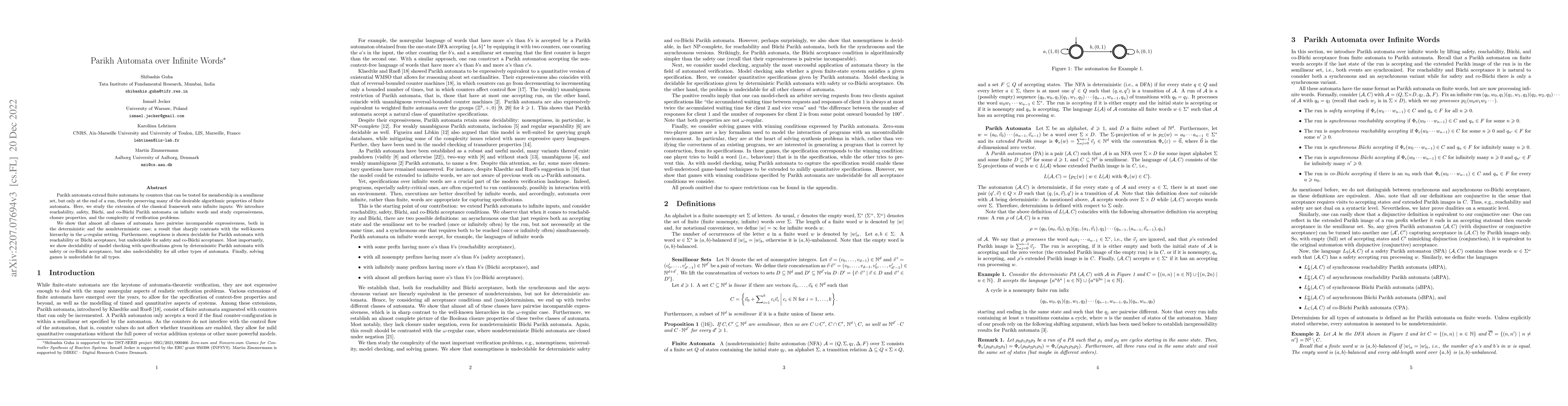 Thumbnail for Parikh Automata over Infinite Words