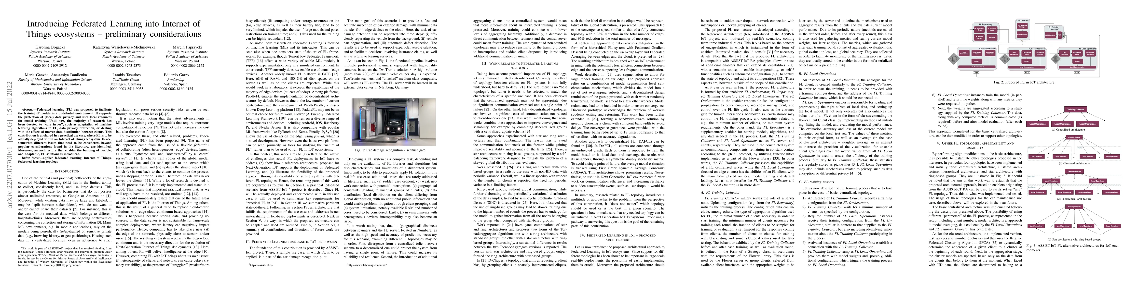 Thumbnail for Introducing Federated Learning into Internet of Things ecosystems --
  preliminary considerations
