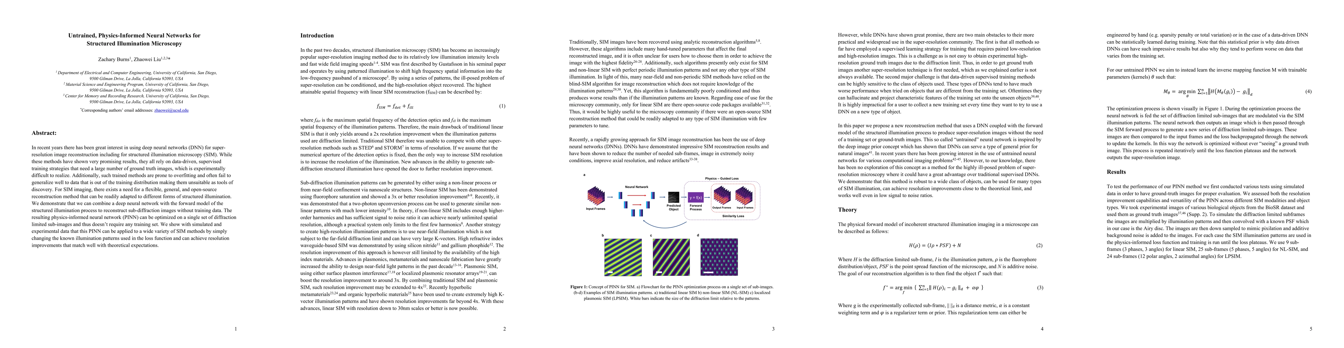 Thumbnail for Untrained, physics-informed neural networks for structured illumination
  microscopy