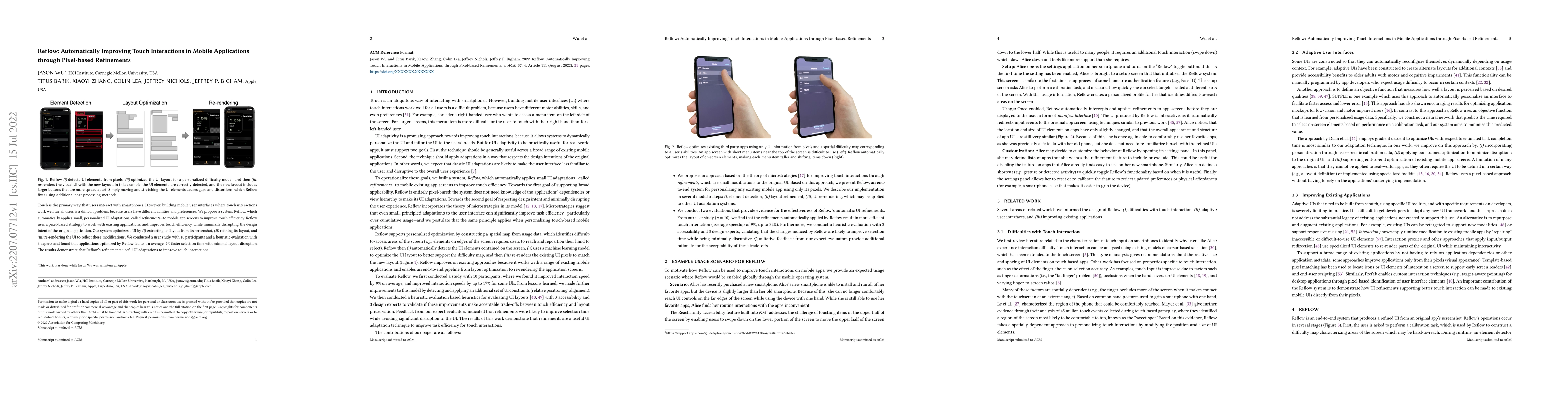 Thumbnail for Reflow: Automatically Improving Touch Interactions in Mobile
  Applications through Pixel-based Refinements
