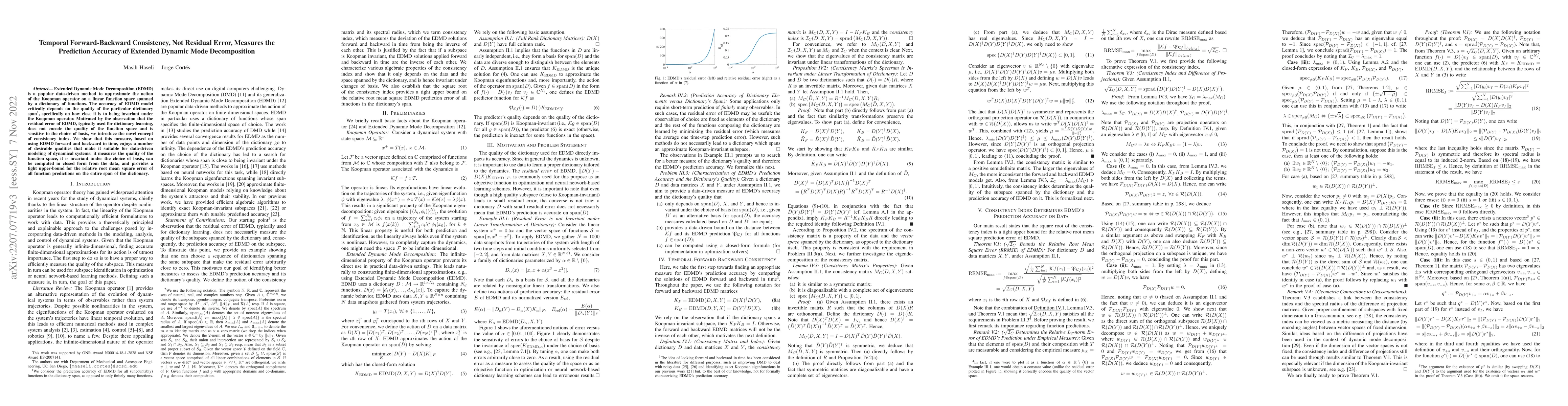 Thumbnail for Temporal Forward-Backward Consistency, Not Residual Error, Measures the
  Prediction Accuracy of Extended Dynamic Mode Decomposition