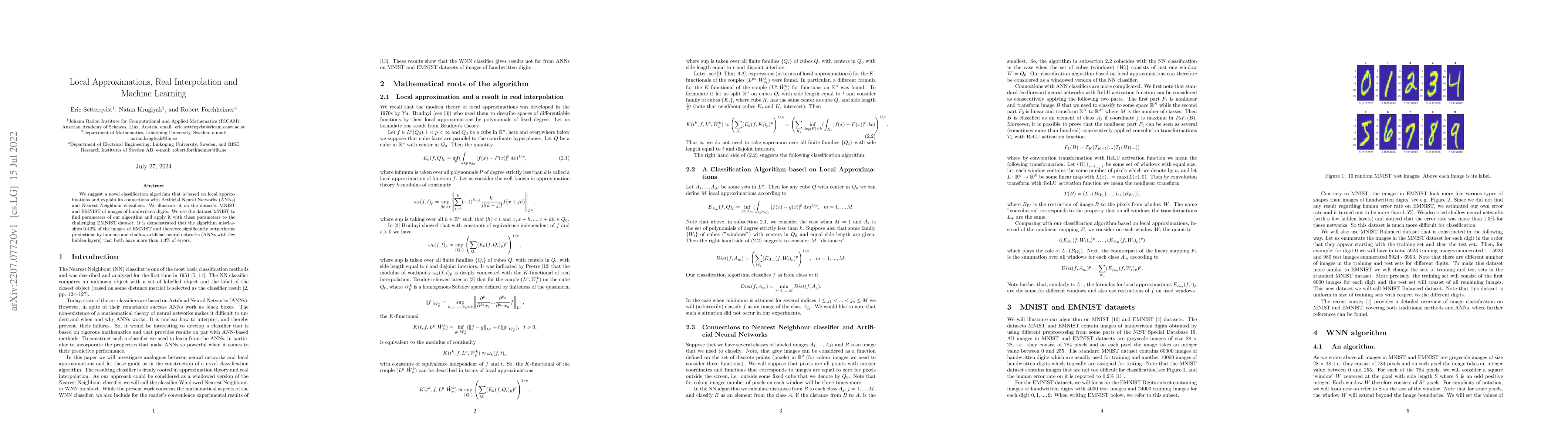 Thumbnail for Local Approximations, Real Interpolation and Machine Learning