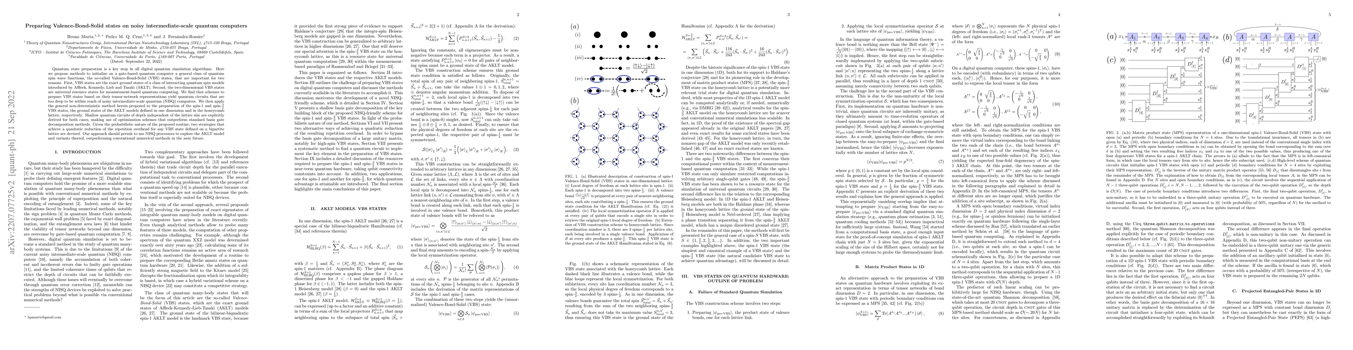 Thumbnail for Preparing Valence-Bond-Solid states on noisy intermediate-scale quantum
  computers