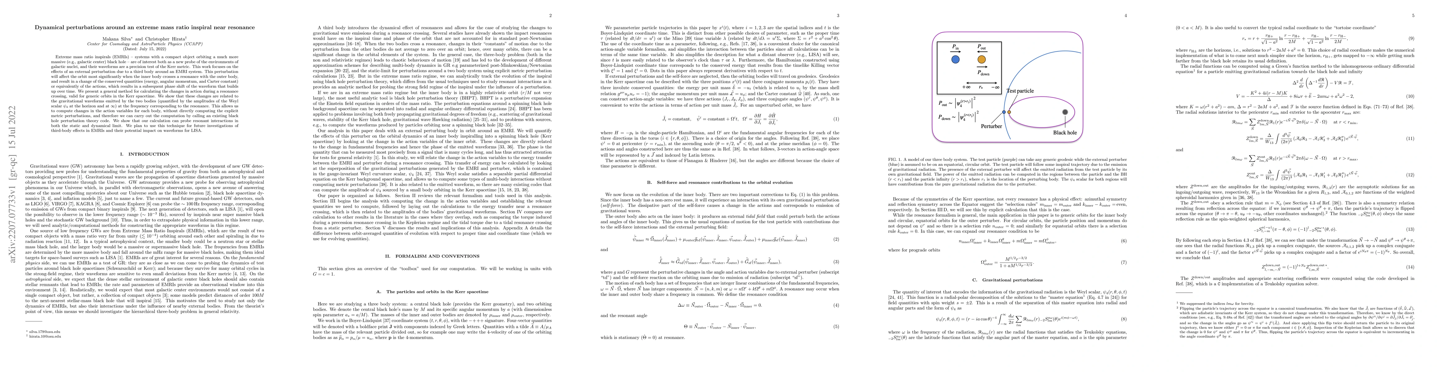 Thumbnail for Dynamical perturbations around an extreme mass ratio inspiral near
  resonance