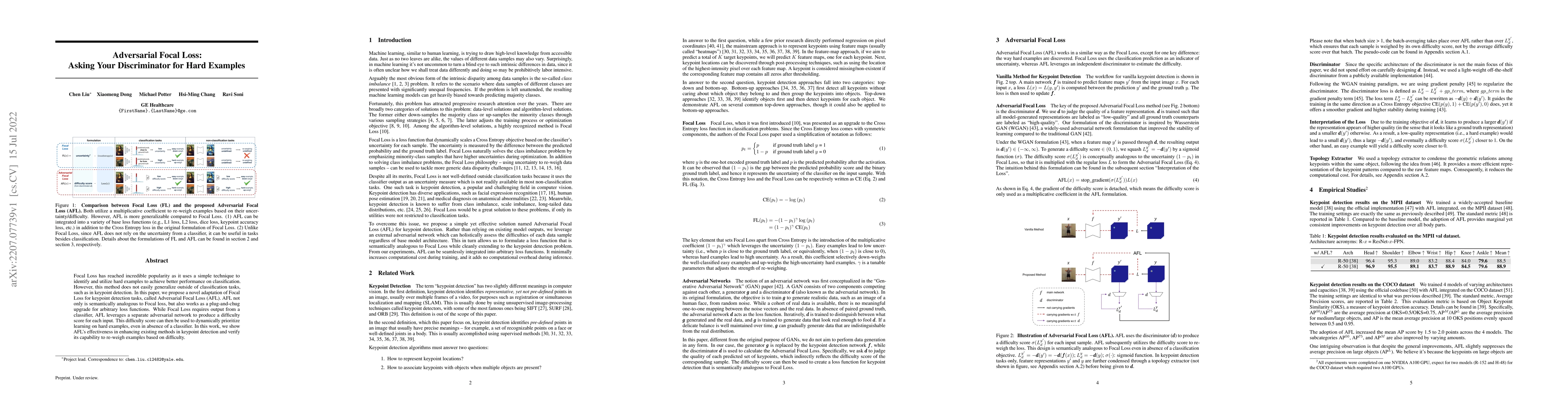 Thumbnail for Adversarial Focal Loss: Asking Your Discriminator for Hard Examples