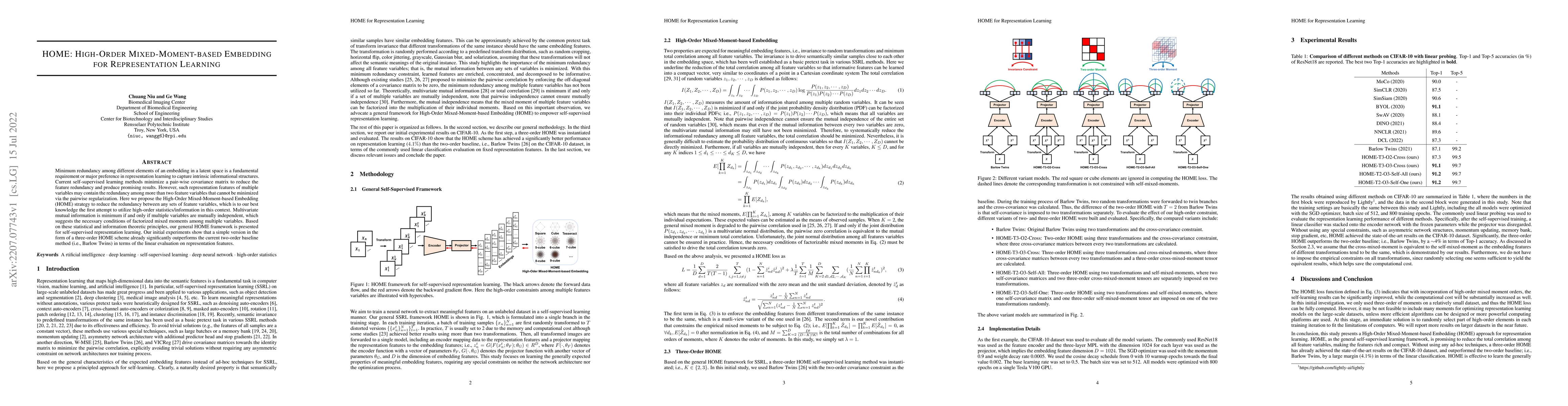 Thumbnail for HOME: High-Order Mixed-Moment-based Embedding for Representation
  Learning