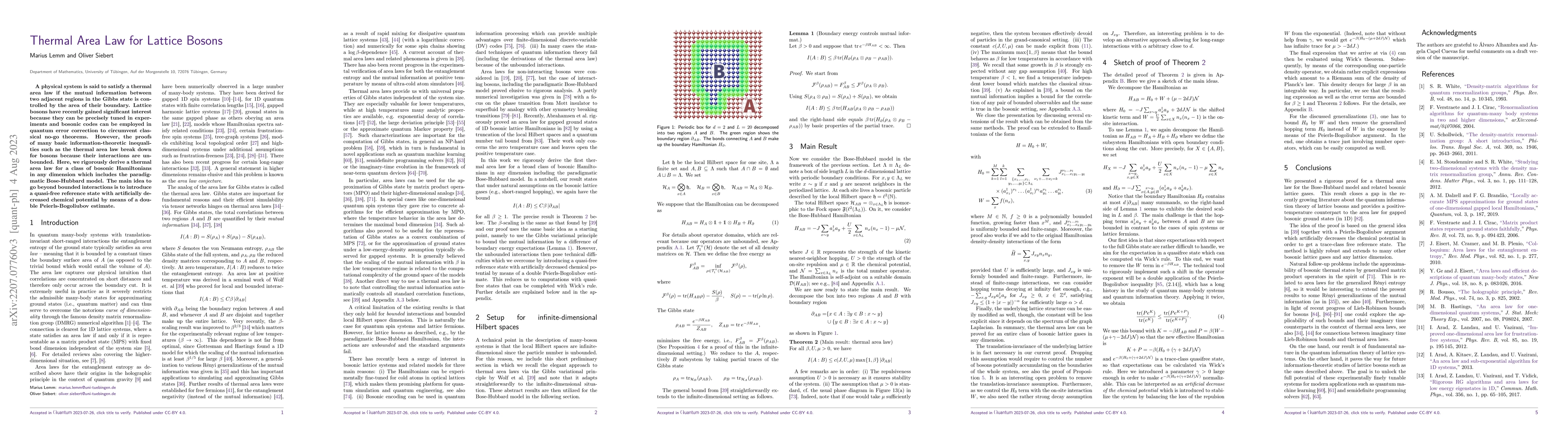 Thumbnail for Thermal Area Law for Lattice Bosons
