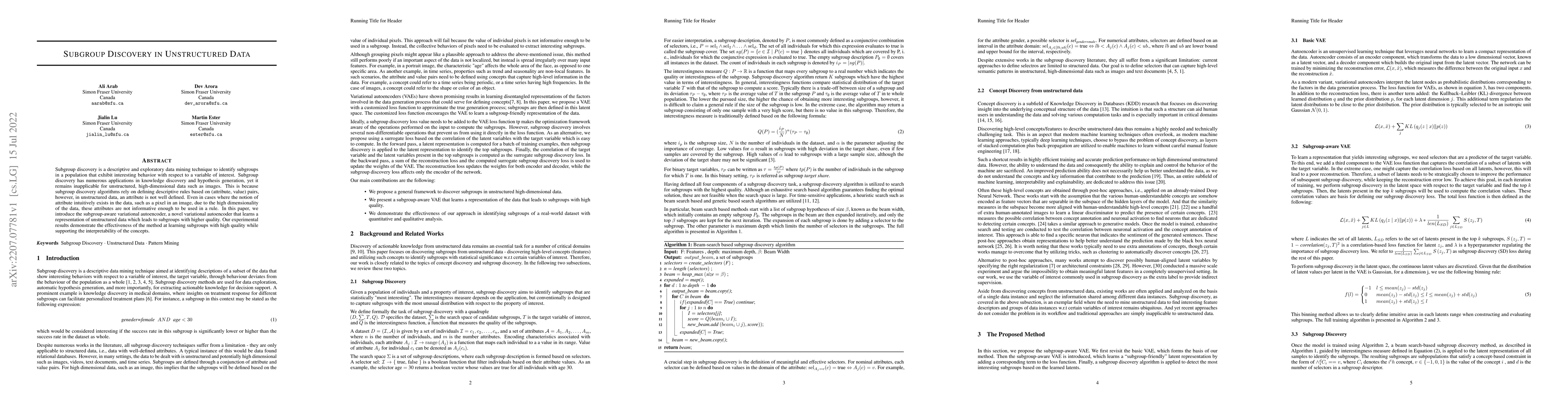 Thumbnail for Subgroup Discovery in Unstructured Data