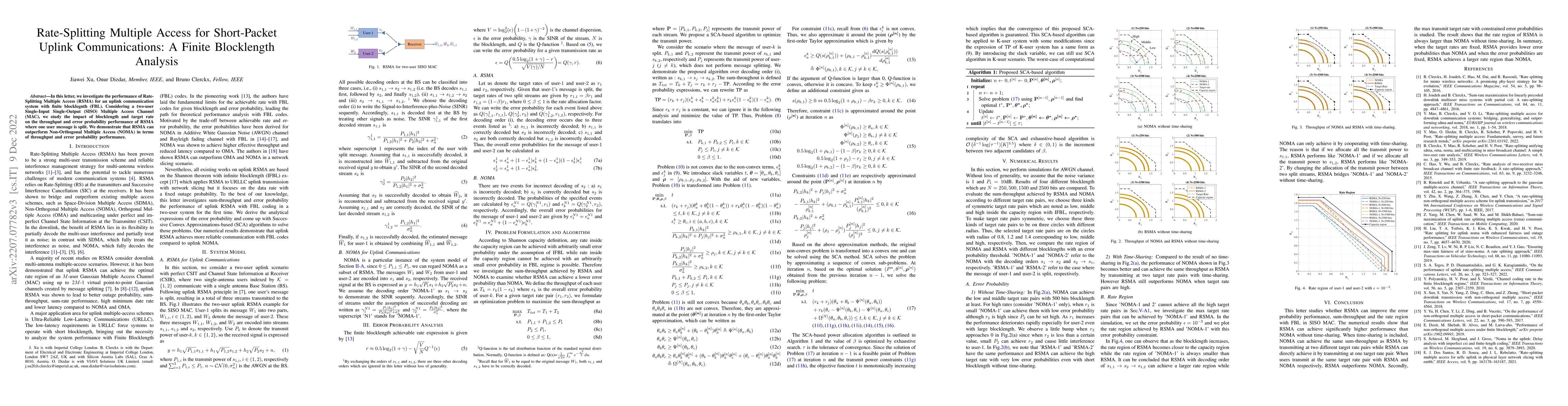 Thumbnail for Rate-Splitting Multiple Access for Short-Packet Uplink Communications: A
  Finite Blocklength Error Probability Analysis