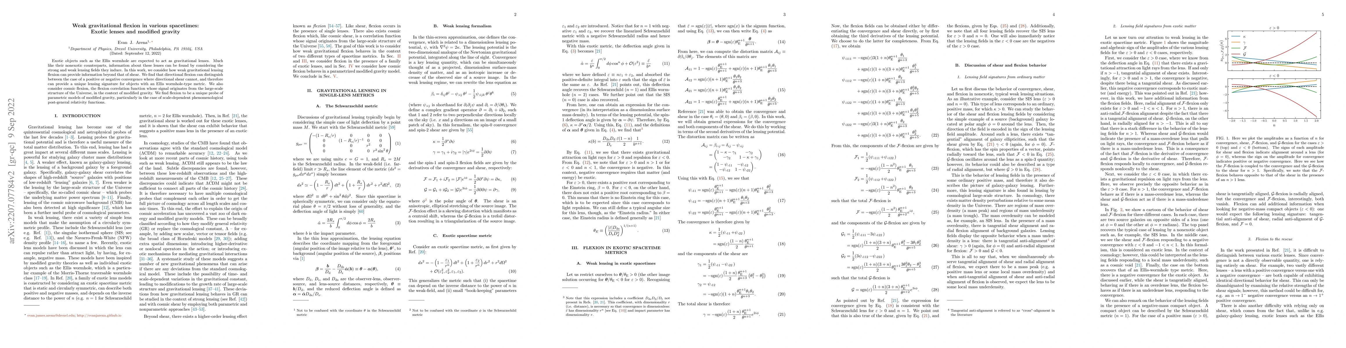 Thumbnail for Weak gravitational flexion in various spacetimes: Exotic lenses and
  modified gravity