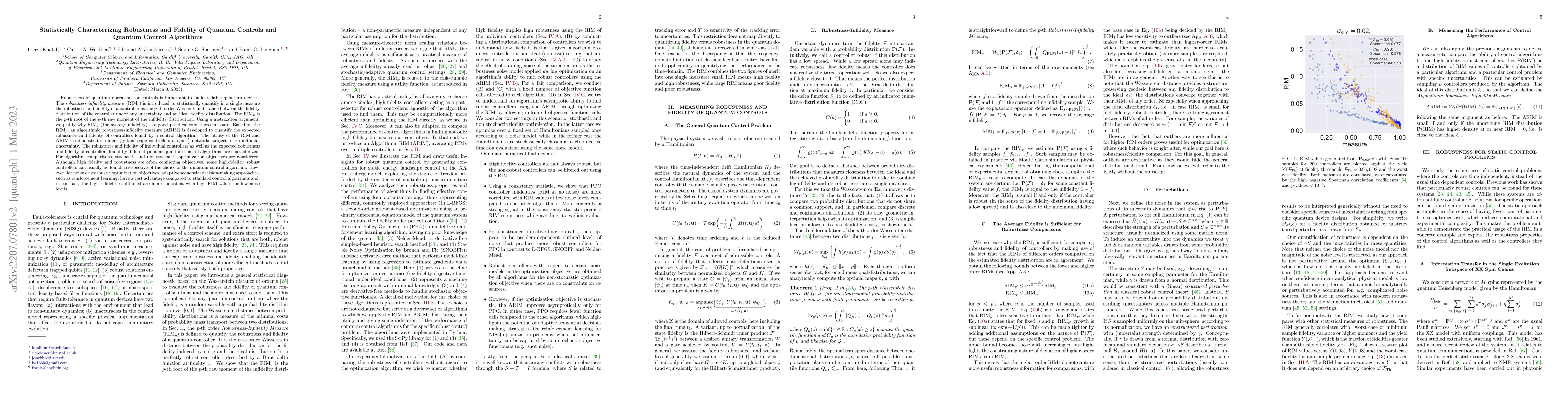 Thumbnail for Statistically Characterising Robustness and Fidelity of Quantum Controls
  and Quantum Control Algorithms