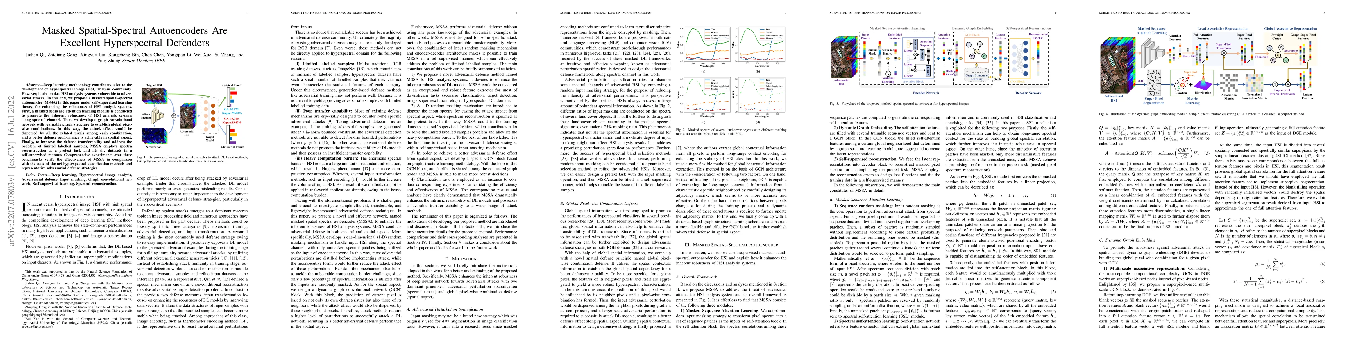 Thumbnail for Masked Spatial-Spectral Autoencoders Are Excellent Hyperspectral
  Defenders