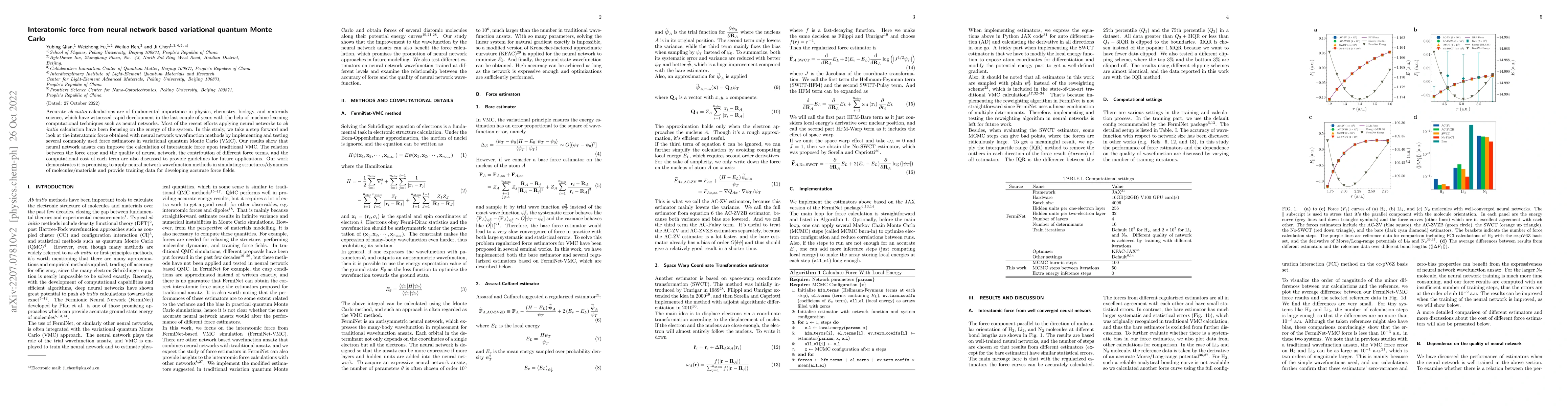 Thumbnail for Interatomic force from neural network based variational quantum Monte
  Carlo