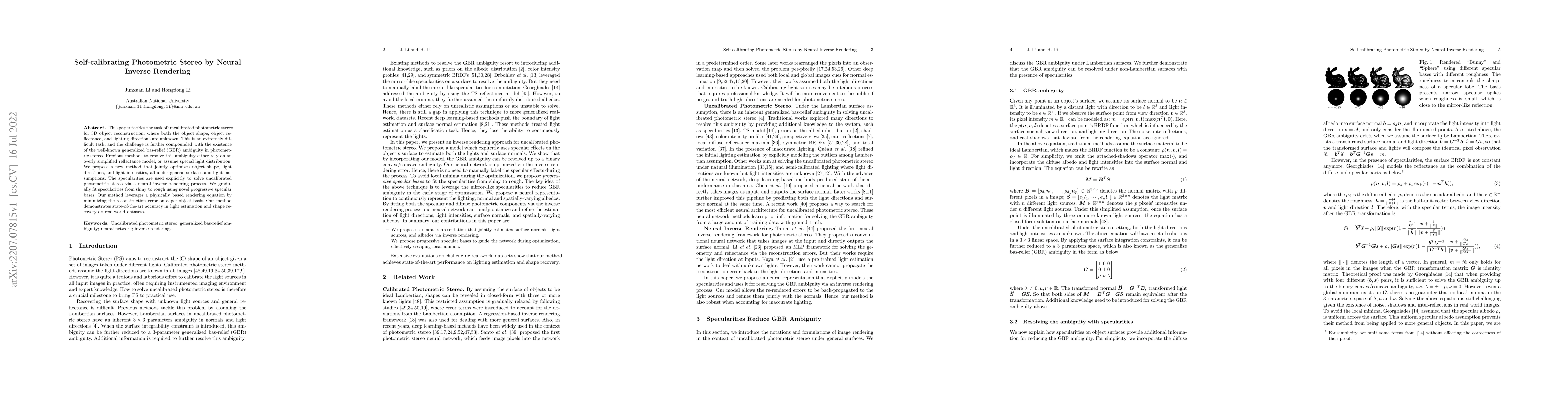 Thumbnail for Self-calibrating Photometric Stereo by Neural Inverse Rendering