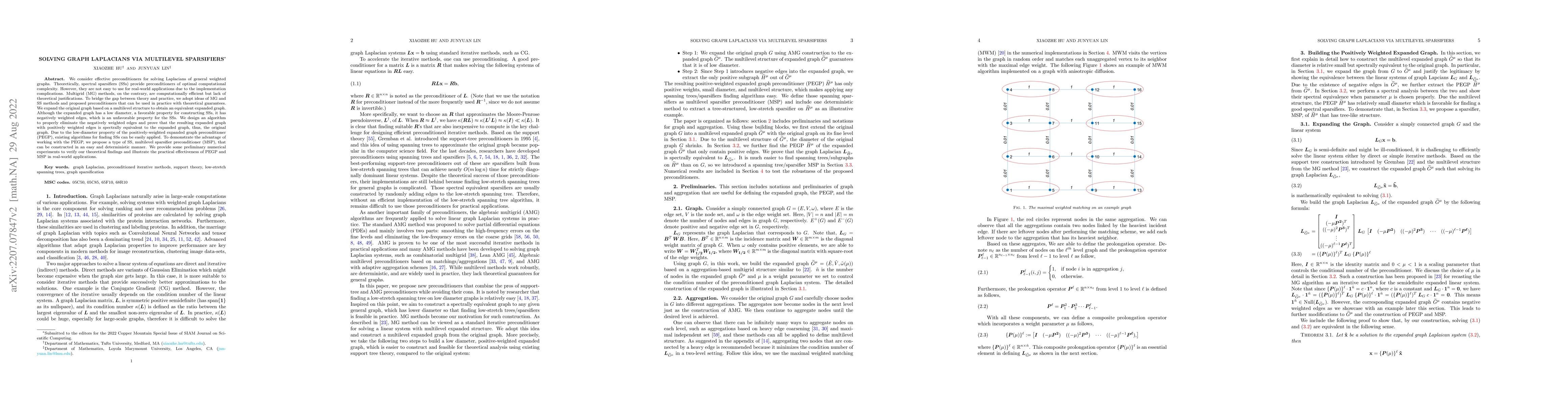 Thumbnail for Solving Graph Laplacians via Multilevel Sparsifiers