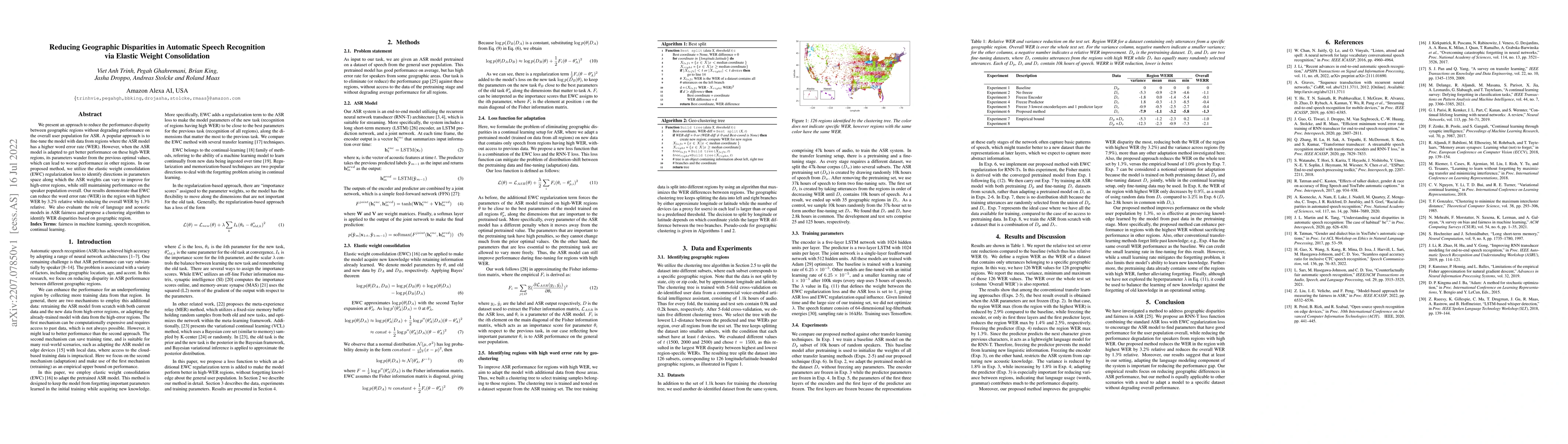 Thumbnail for Reducing Geographic Disparities in Automatic Speech Recognition via
  Elastic Weight Consolidation