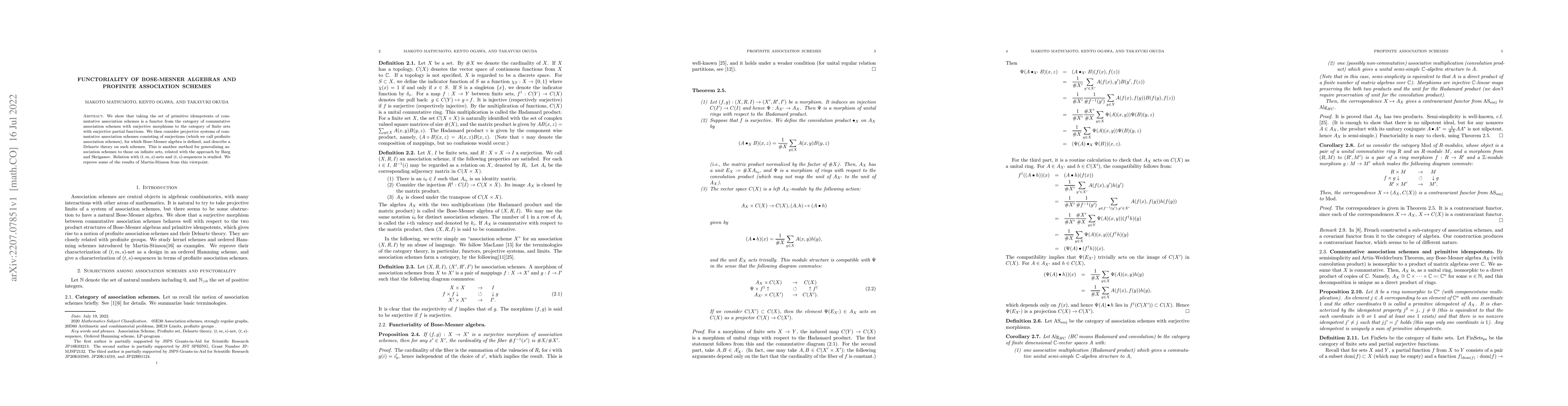Thumbnail for Functoriality of Bose-Mesner algebras and profinite association schemes