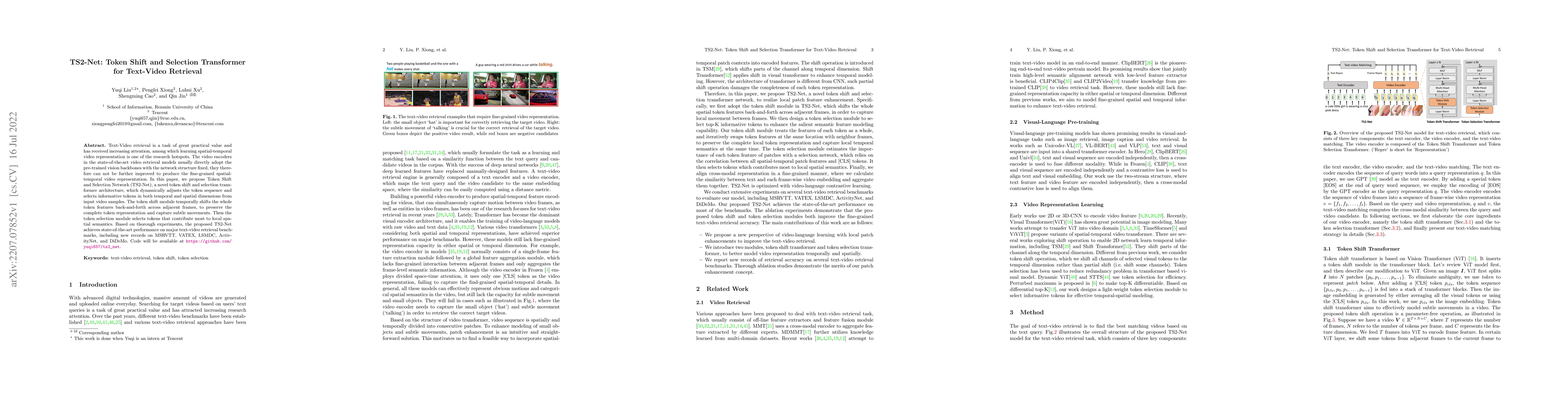 Thumbnail for TS2-Net: Token Shift and Selection Transformer for Text-Video Retrieval
