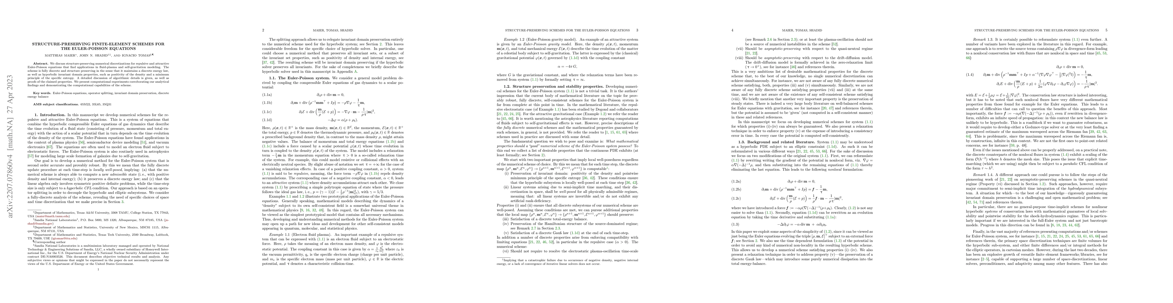Thumbnail for Structure-preserving finite-element schemes for the Euler-Poisson
  equations