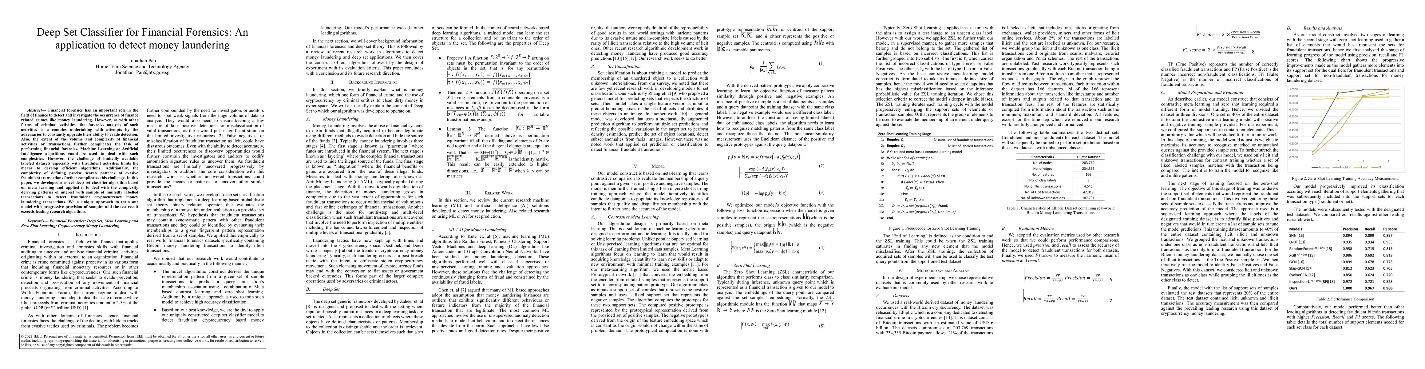 Thumbnail for Deep Set Classifier for Financial Forensics: An application to detect
  money laundering