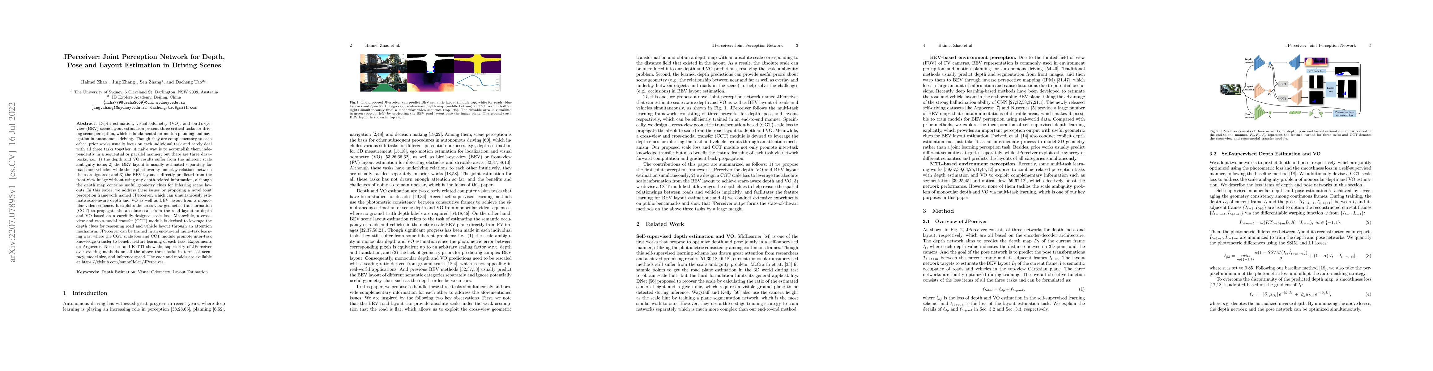Thumbnail for JPerceiver: Joint Perception Network for Depth, Pose and Layout
  Estimation in Driving Scenes