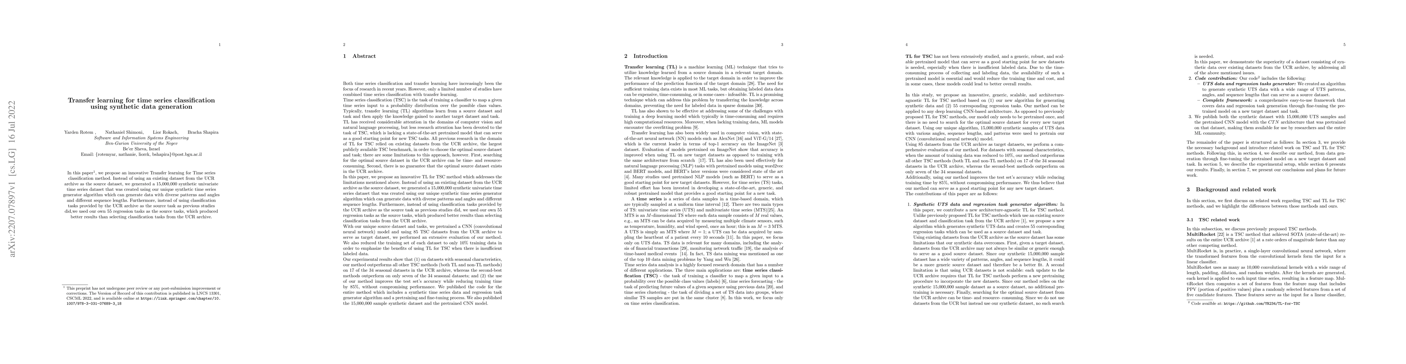 Thumbnail for Transfer learning for time series classification using synthetic data
  generation