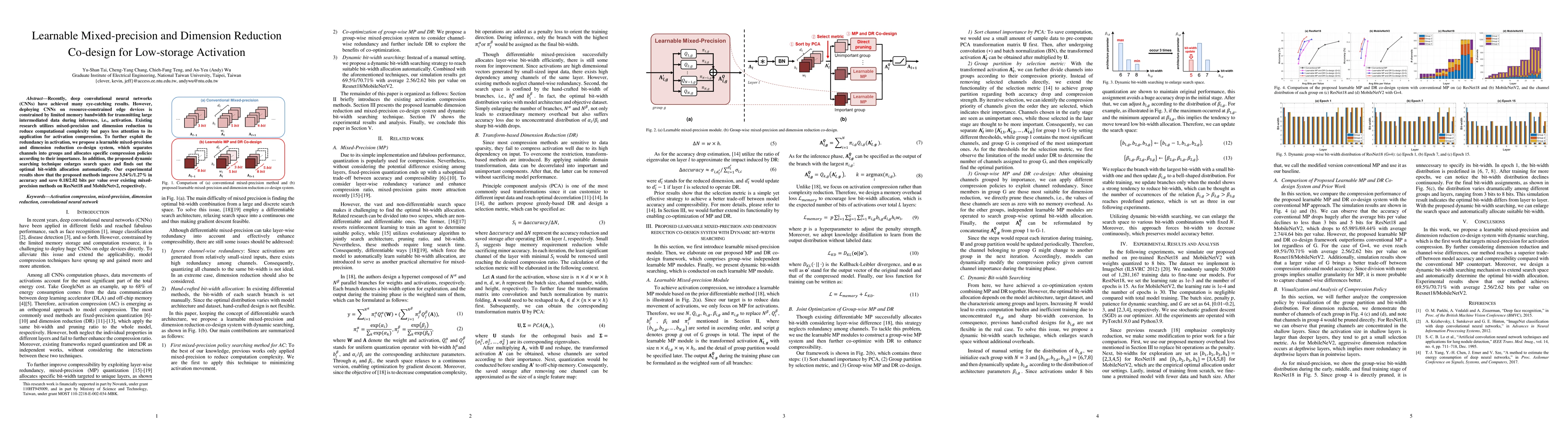 Thumbnail for Learnable Mixed-precision and Dimension Reduction Co-design for
  Low-storage Activation