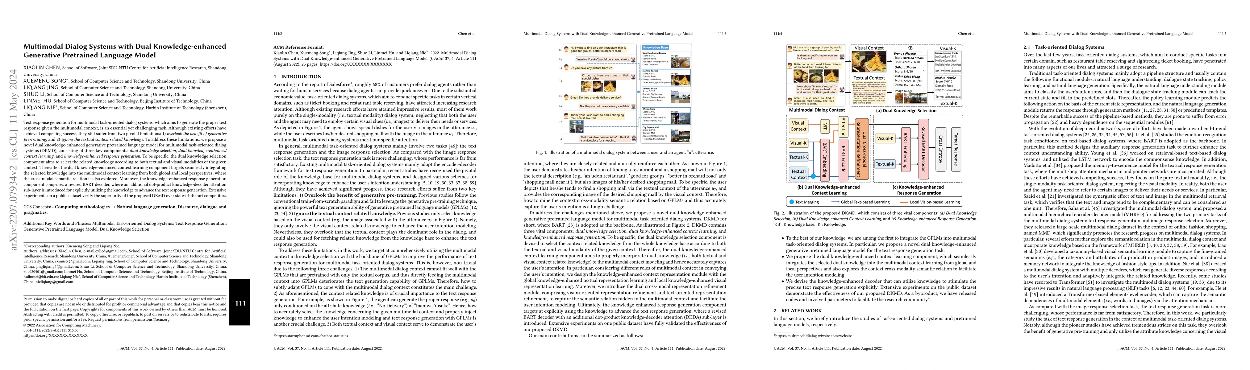 Thumbnail for Multimodal Dialog Systems with Dual Knowledge-enhanced Generative
  Pretrained Language Model