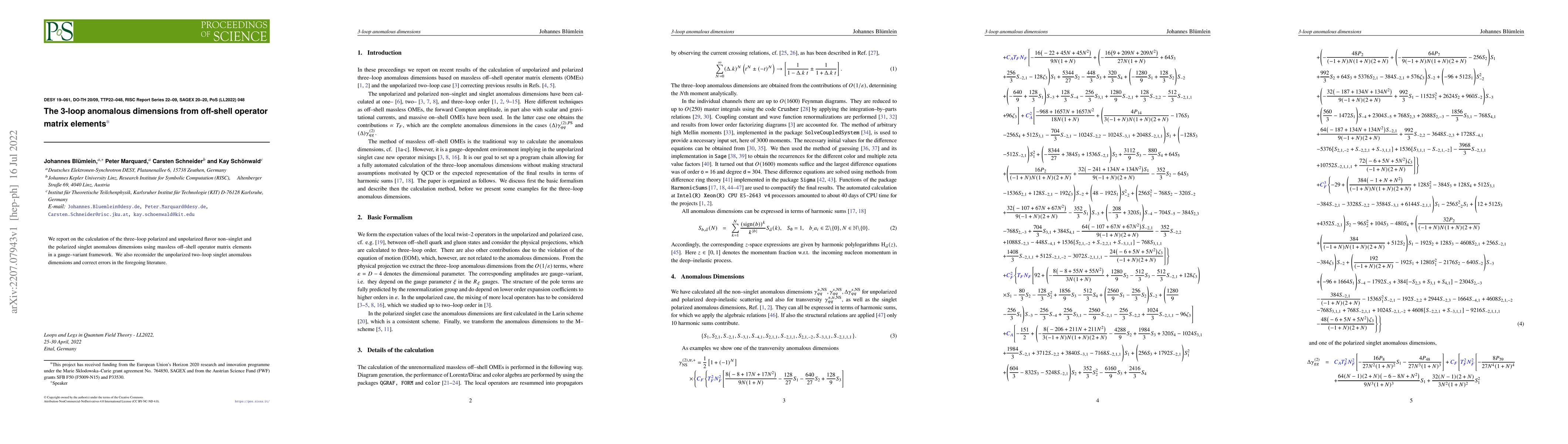 Thumbnail for The 3-loop anomalous dimensions from off-shell operator matrix elements