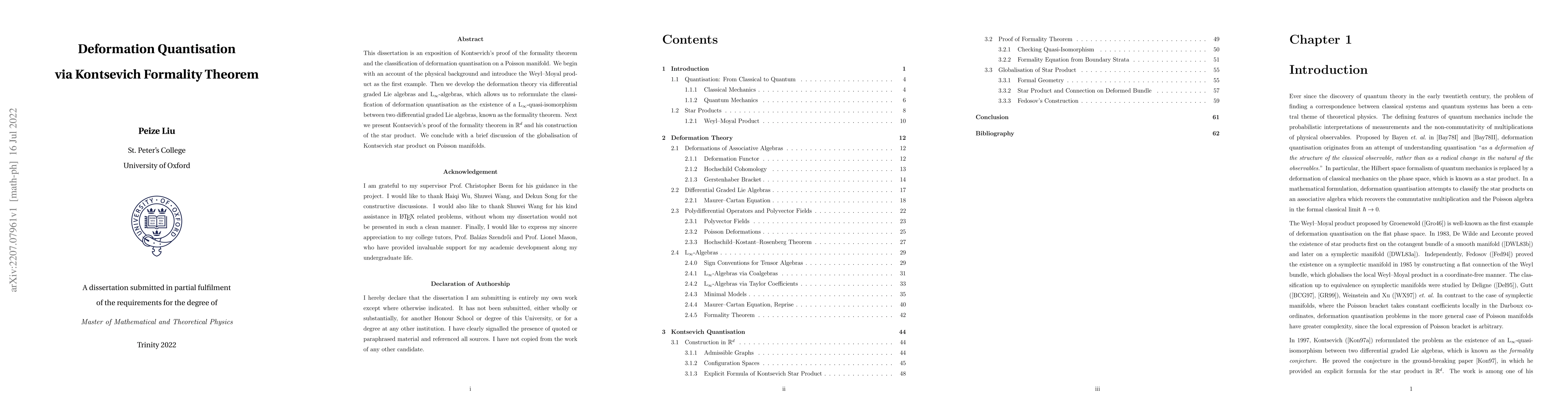 Thumbnail for Deformation Quantisation via Kontsevich Formality Theorem