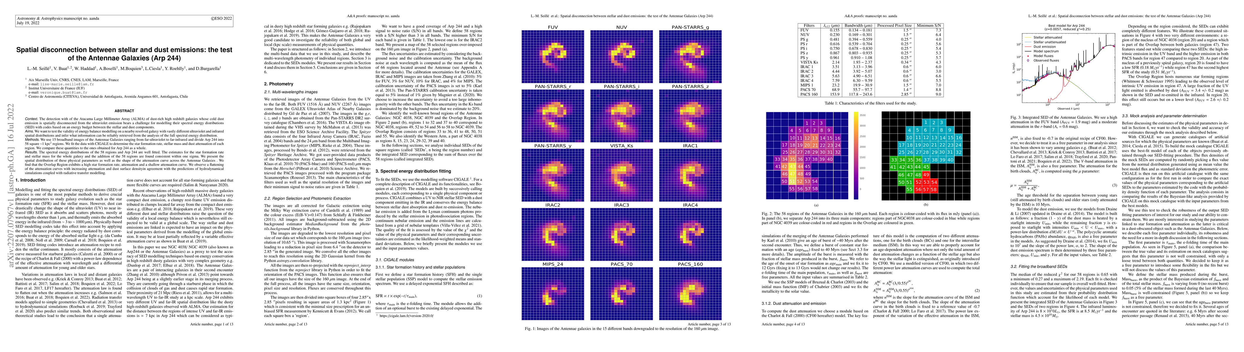 Thumbnail for Spatial disconnection between stellar and dust emissions: the test of
  the Antennae Galaxies (Arp 244)