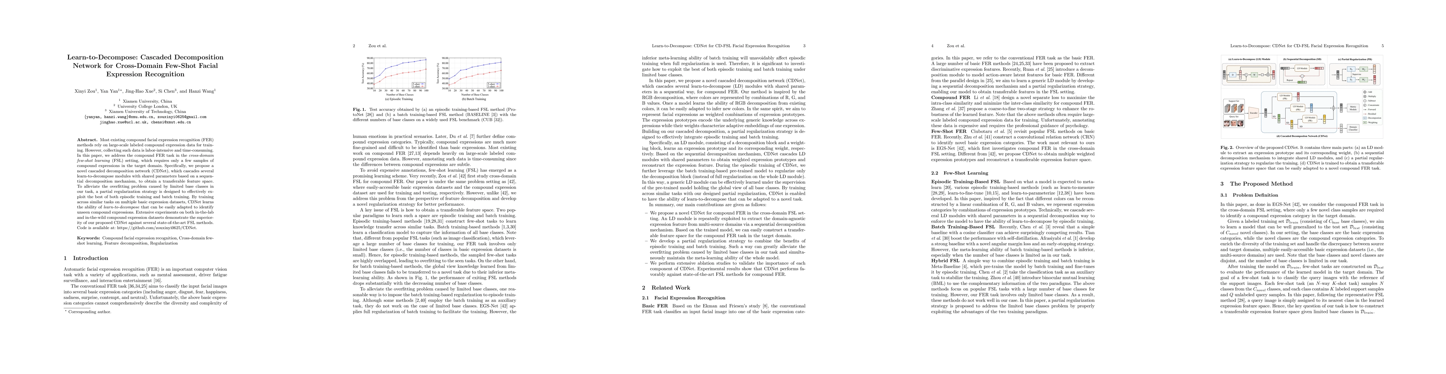 Thumbnail for Learn-to-Decompose: Cascaded Decomposition Network for Cross-Domain
  Few-Shot Facial Expression Recognition