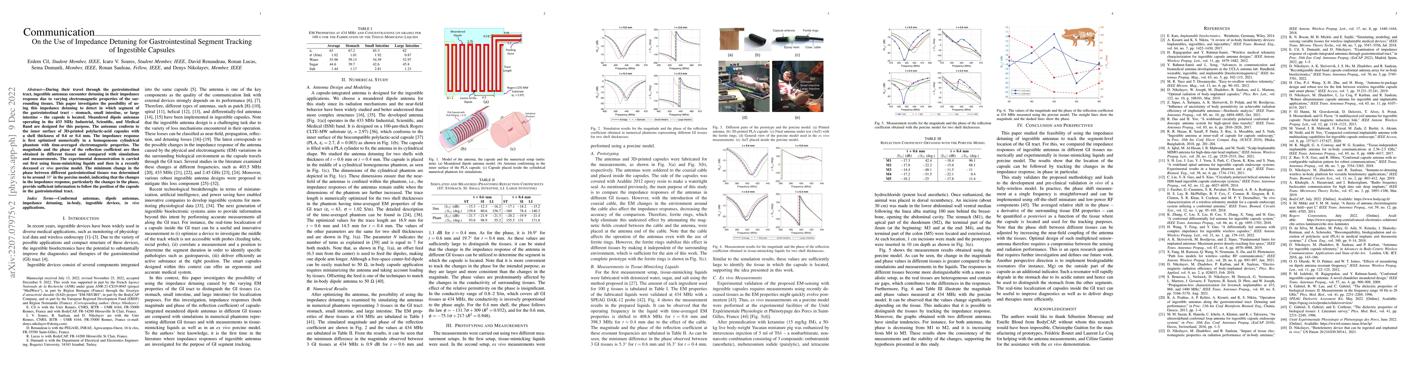 Thumbnail for On the use of impedance detuning for gastrointestinal segment tracking
  of ingestible capsules
