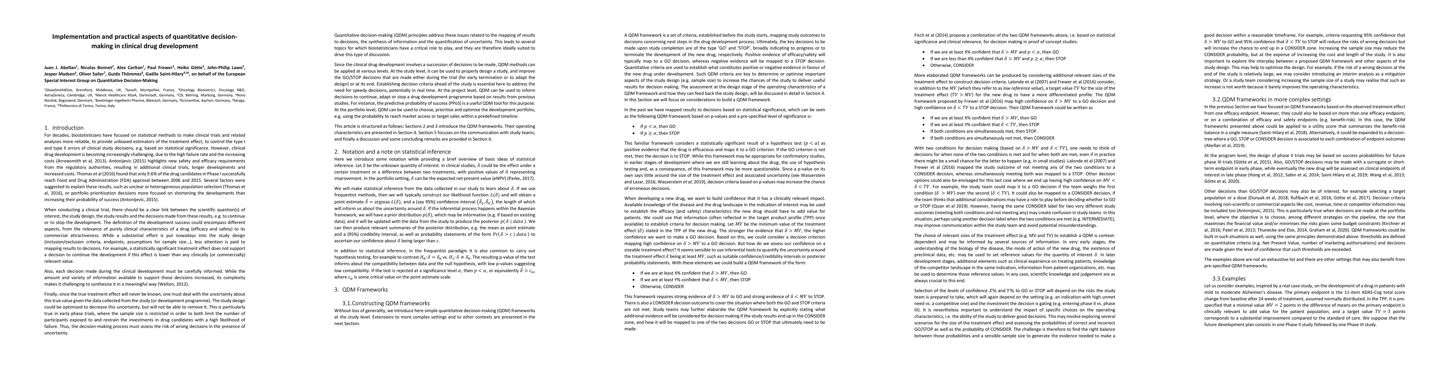 Thumbnail for Implementation and pratical aspects of quantitative decision-making in
  clinical drug development