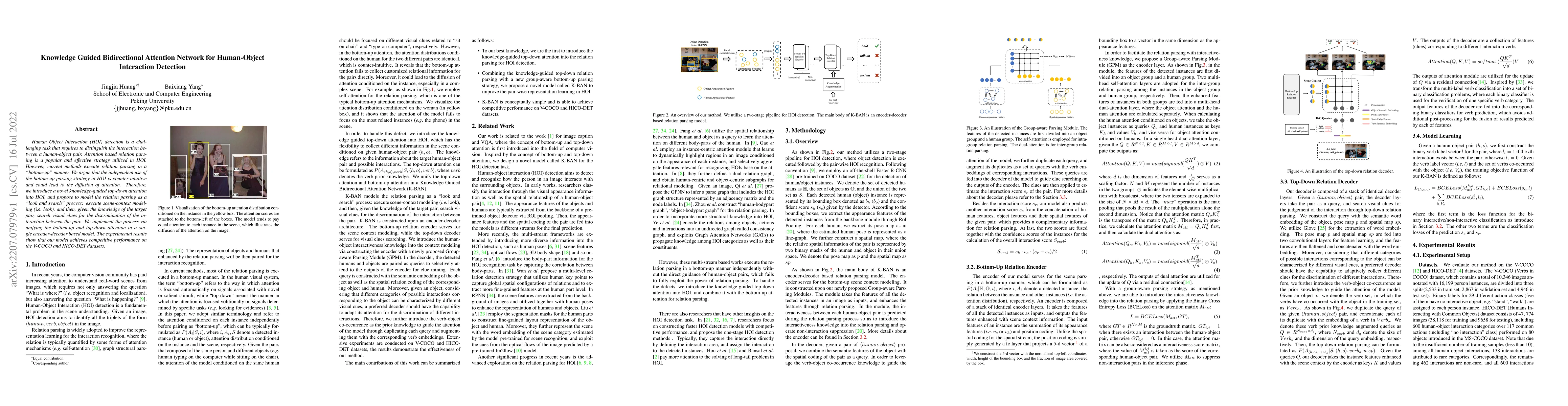 Thumbnail for Knowledge Guided Bidirectional Attention Network for Human-Object
  Interaction Detection